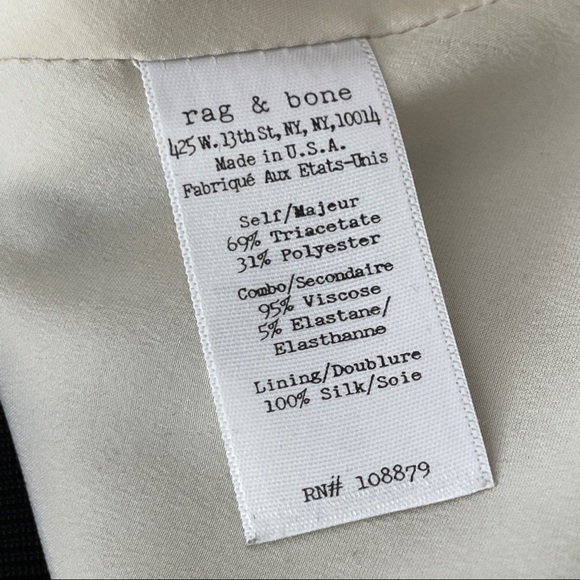 Rag & Bone Size XXS Black & Cream Zip Up Shacket Asymmetrical Hooded Jacket - Picture 10 of 10